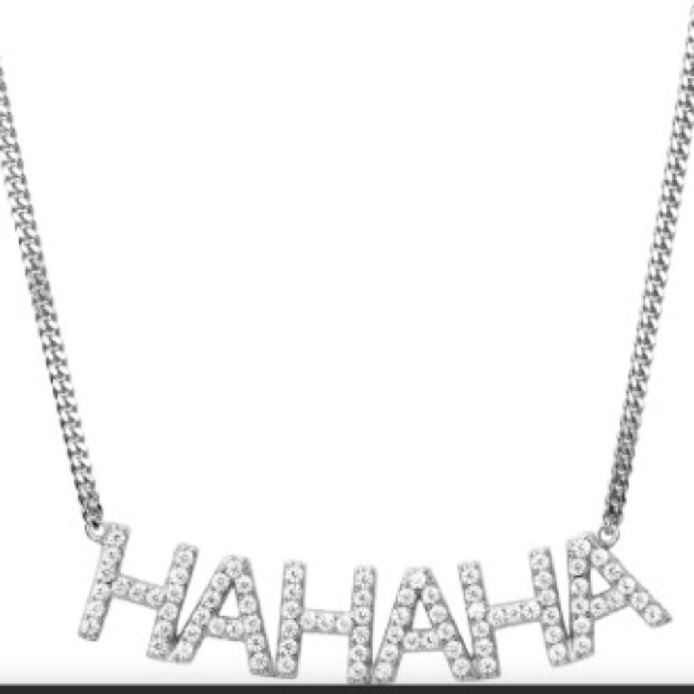 Janis Savitt HA HA HA Necklace (unisex) order in GOLD or SILVER